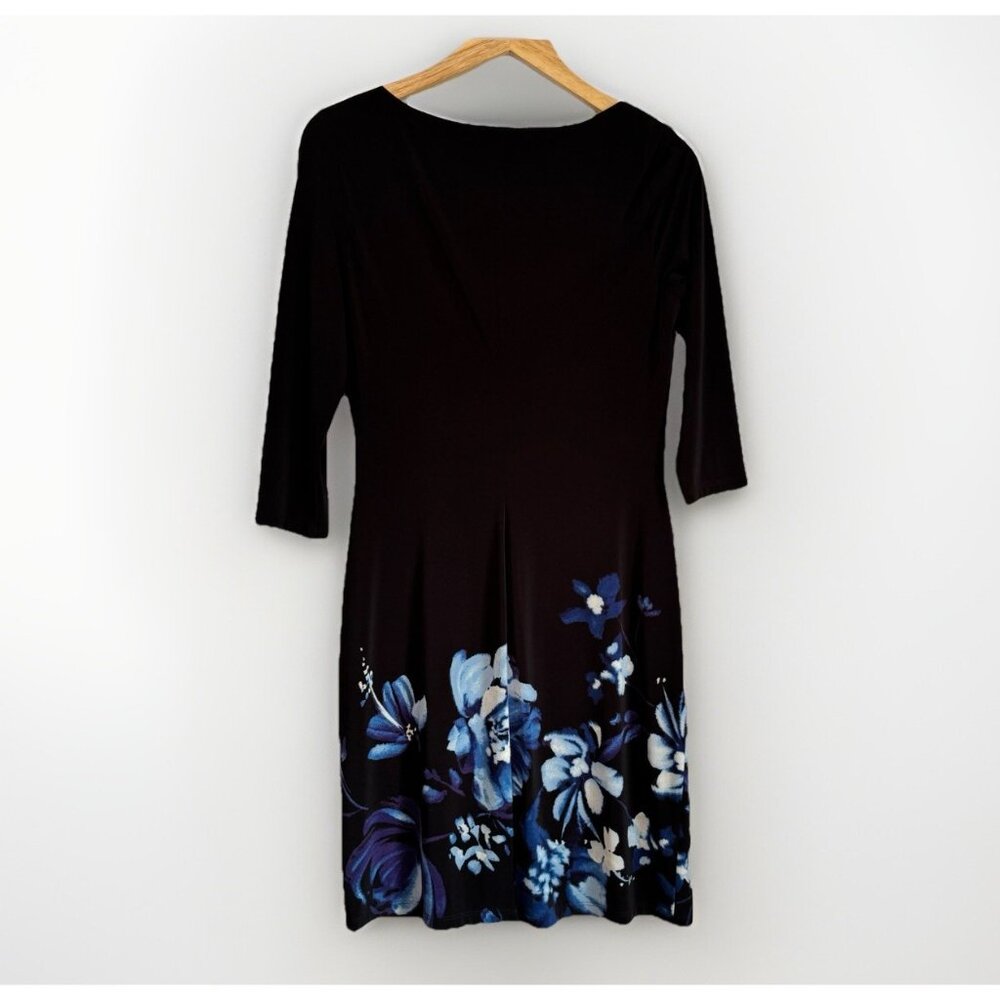 Lauren Ralph Lauren Women’s 10 Petite Black Floral Ruched Career Dress - Picture 9 of 10